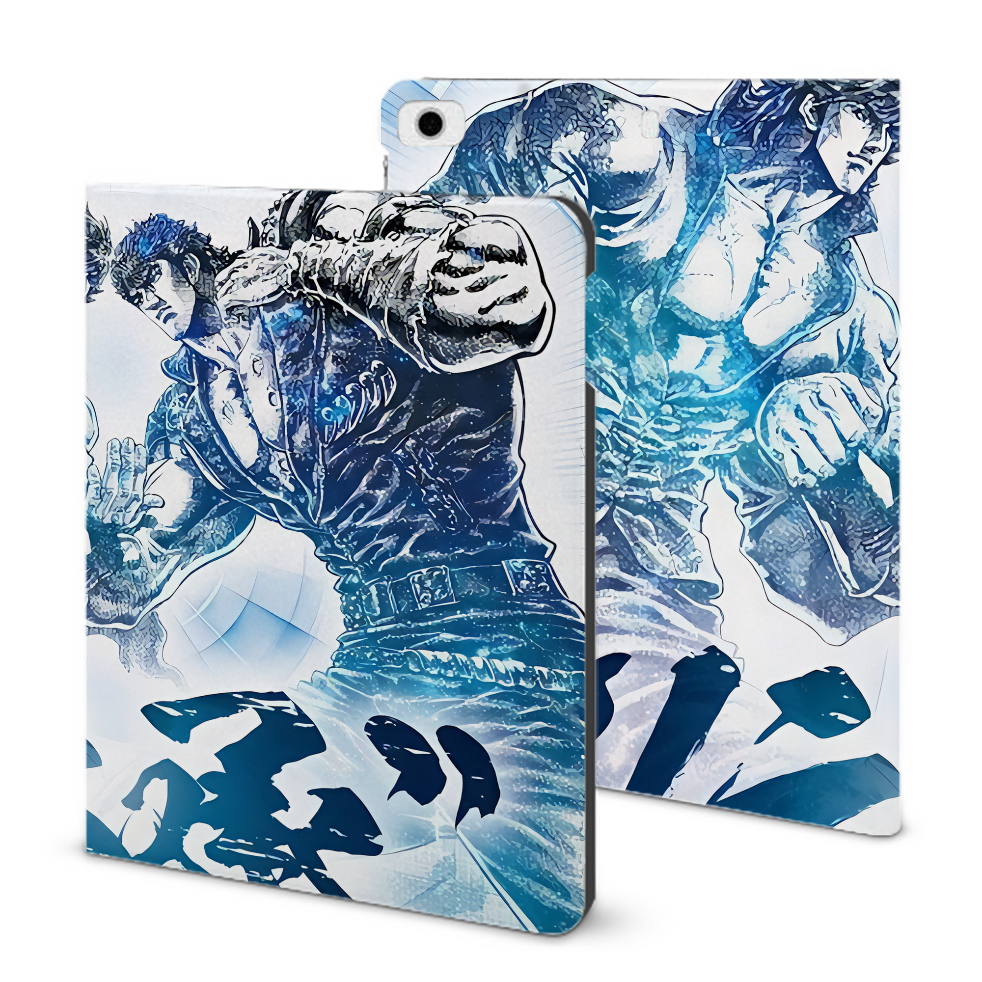 （画像用） 北斗の拳 Fist of the North Star IPad ケース ブック型 PUレザー TPU 耐衝撃 軽量 薄型 ペン収納なし 全面保護 IPad 各モデル対応